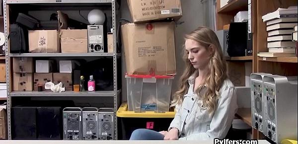  Caught long haired blonde teen fucked hard at the storage room